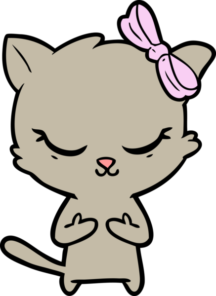 Bir insan tarafından çizilmiş sevimli çizgi film kedisi.