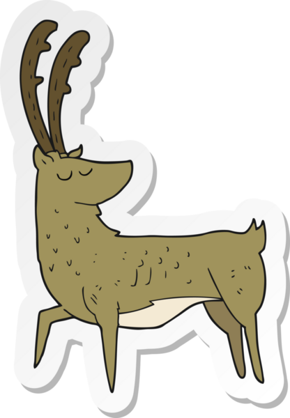 Bir insan tarafından çizilmiş bir karikatür erkek geyiği çıkartması.