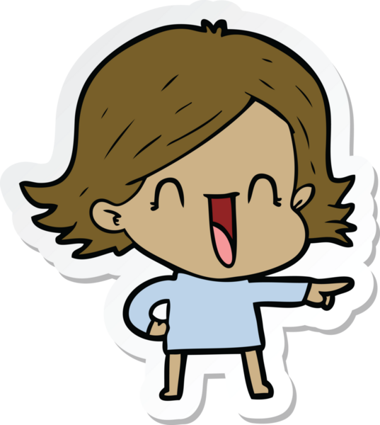 Bir insan tarafından çizilmiş gülen bir karikatür çıkartması.