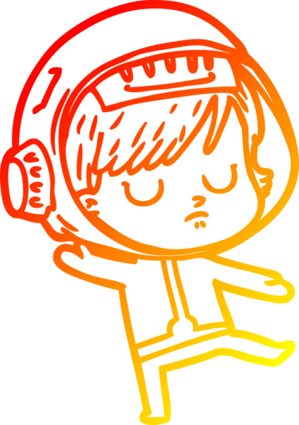 Bir insan tarafından çizilmiş bir astronot kadın çizgi çizimi.