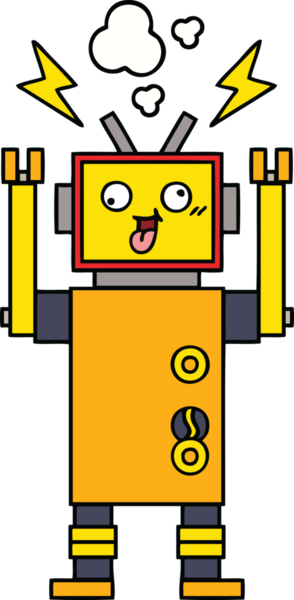 Bir insan tarafından çizilmiş arızalı bir robot çizimi.