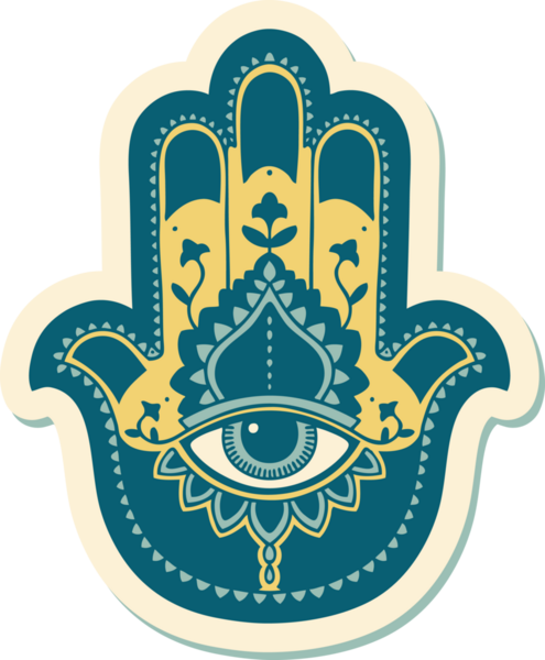 Bir insan tarafından çizilmiş geleneksel bir hamza stili dövme çıkartması.