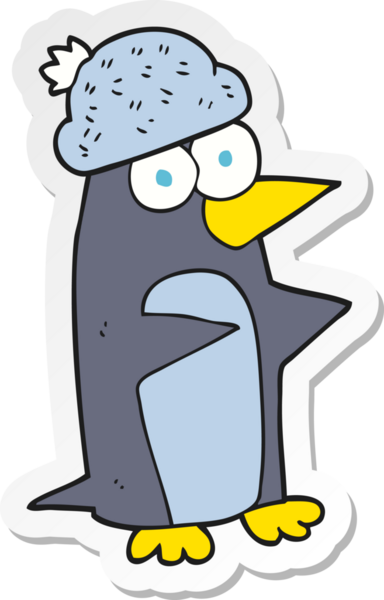 Bir insan tarafından çizilmiş karikatür pengueni çıkartması.