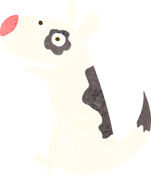 Bir insan tarafından çizilmiş mutlu bir köpek.