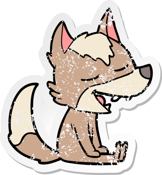 Bir insan tarafından çizilmiş bir karikatür kurdunun sıkıntılı çıkartması.