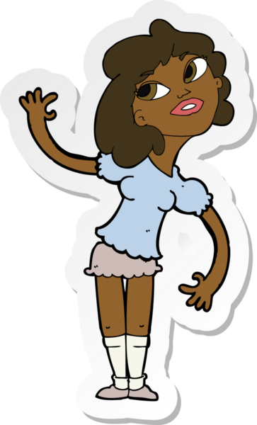 Bir insan tarafından çizilmiş bir karikatür kadının çıkartması.