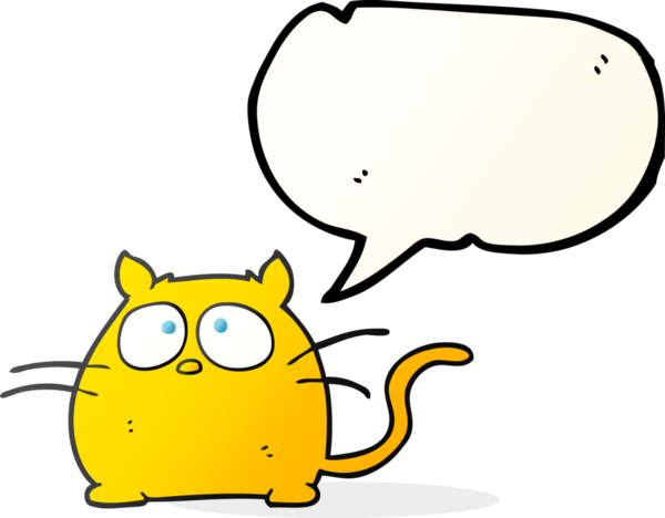 Bir insan tarafından çizilmiş serbest konuşma balonu çizgi film kedisi