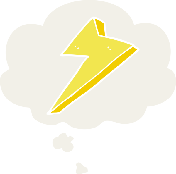 Düşünce baloncuklu karikatür yıldırımı bir insan tarafından çizilmiş.