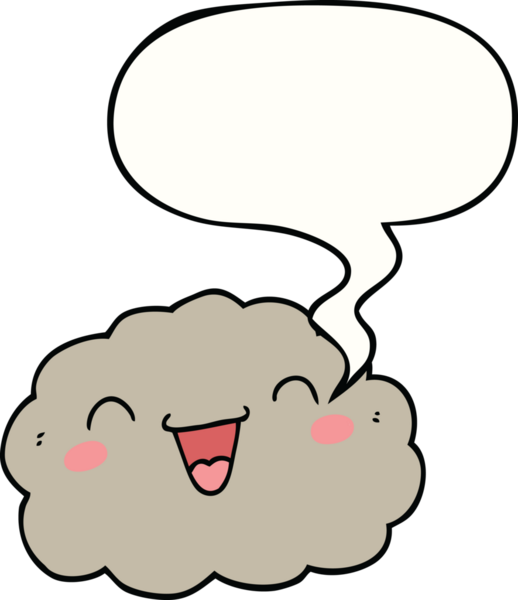 Bir insan tarafından çizilmiş mutlu karikatür bulutu.