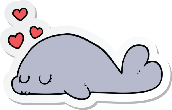 Bir insan tarafından çizilmiş şirin bir yunusun çıkartması.