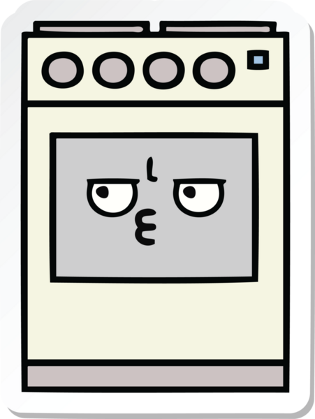 Bir insan tarafından çizilmiş şirin bir mutfak fırınının çıkartması.