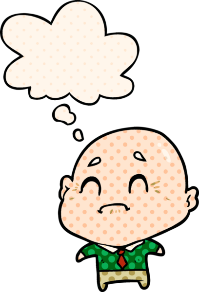 Çizgi roman tarzında bir insan tarafından çizilmiş düşünce balonu olan yaşlı bir adam.