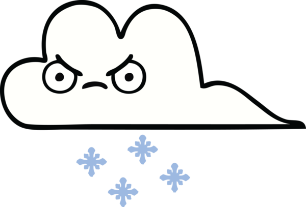 Bir insan tarafından çizilmiş güzel bir kar bulutu karikatürü