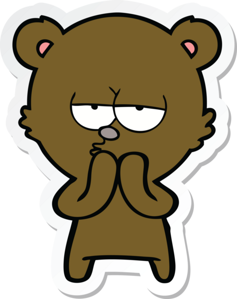 Bir insan tarafından çizilmiş sıkılmış bir ayı çizgi filminin çıkartması.