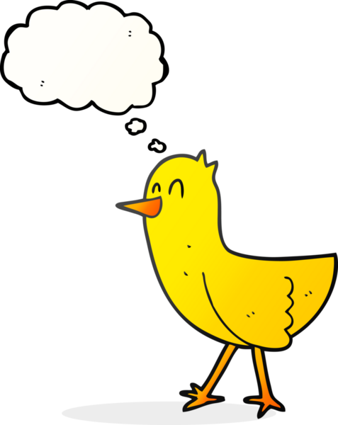 Bir insan tarafından çizilmiş serbest çizim balon karikatür kuşu.