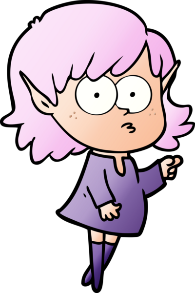 Bir insan tarafından çizilmiş çizgi filmdeki elf kızı