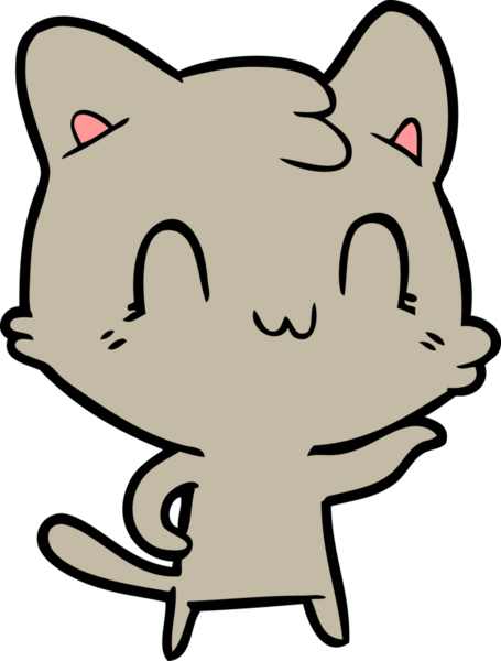 Bir insan tarafından çizilmiş mutlu bir kedi.