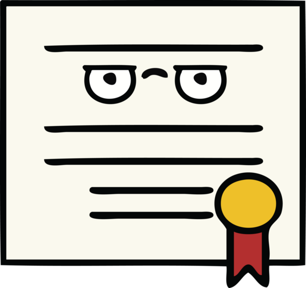 Mezuniyet diplomasının bir insan tarafından çizilmiş şirin bir karikatürü.