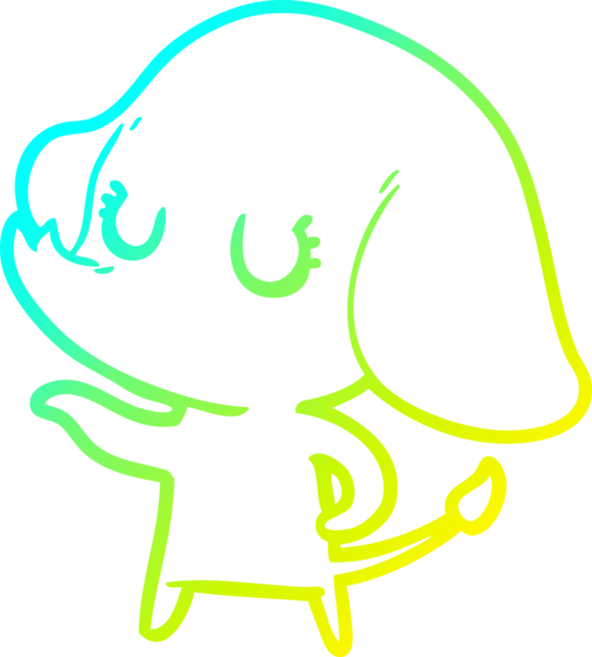 Bir insan tarafından çizilmiş şirin bir filin soğuk gradyan çizgisi