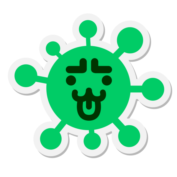 Bir insan tarafından çizilmiş sevimli büyük kaşlı hayvan virüsü etiketi.