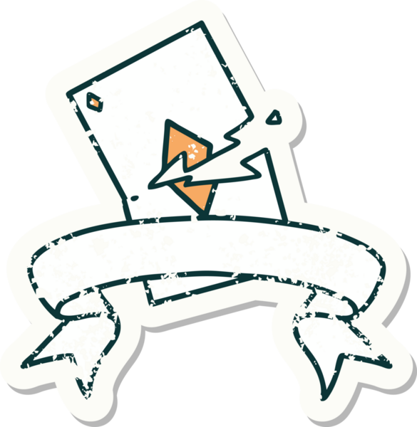 Bir insan tarafından çizilmiş yırtık bir kartın pankartı olan eski bir etiket.