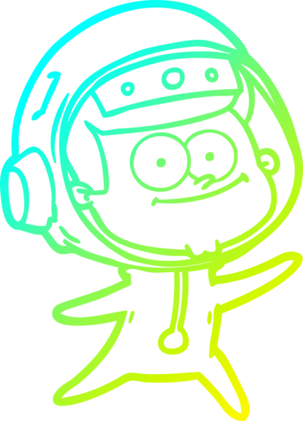 Bir insan tarafından çizilmiş mutlu bir astronot çizgi filmi.