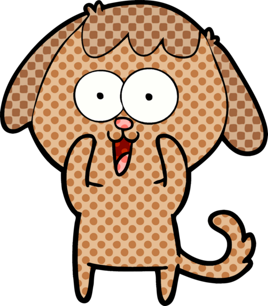 Bir insan tarafından çizilmiş şirin bir çizgi film köpeği.