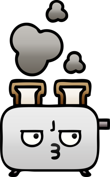 Bir insan tarafından çizilmiş tost makinesinin gölgelenmiş karikatürü.