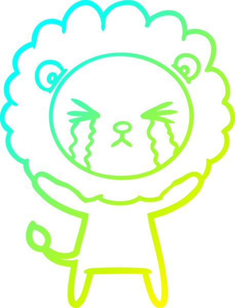 Bir insan tarafından çizilmiş ağlayan aslanın soğuk gradyan çizgisi