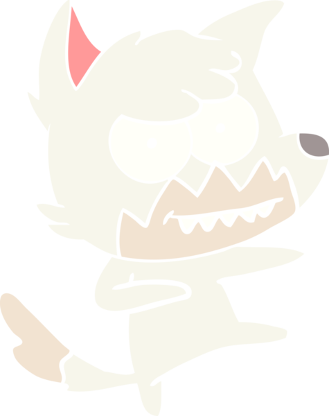 Bir insan tarafından çizilmiş düz renk çizgi film çizimi sırıtan tilki