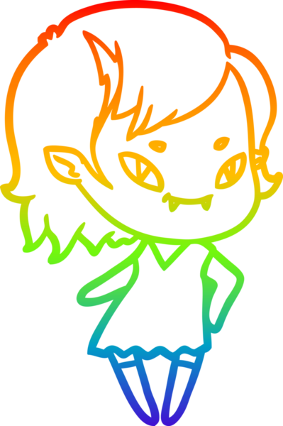 Gökkuşağı gradyan çizgi çizimi Bir insan tarafından çizilmiş havalı vampir kız