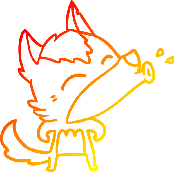 Bir insan tarafından çizilen uluyan kurt çizgi filminin sıcak gradyan çizimi