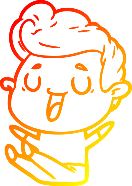 Bir insan tarafından çizilmiş mutlu bir çizgi film karakteri çizimi.