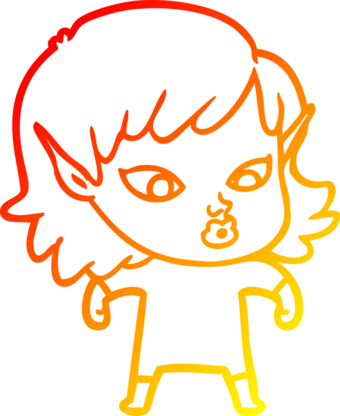 Bir insan tarafından çizilmiş güzel bir elf kızı çizimi.