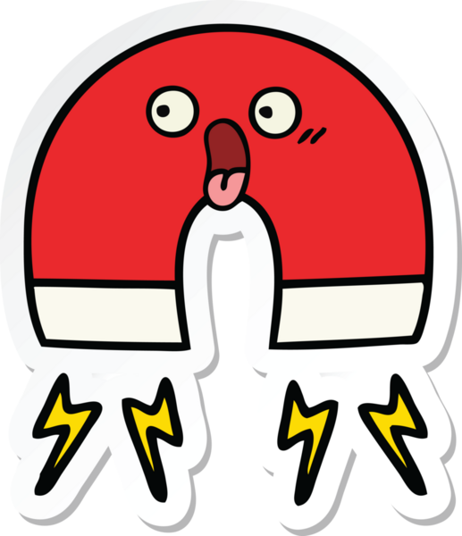 Bir insan tarafından çizilmiş şirin bir çizgi film mıknatısı etiketi.