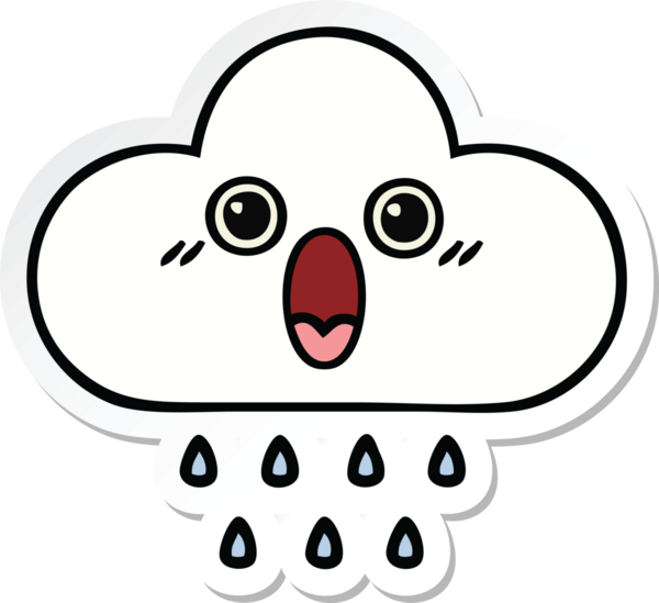 Bir insan tarafından çizilmiş şirin bir yağmur bulutunun çıkartması.