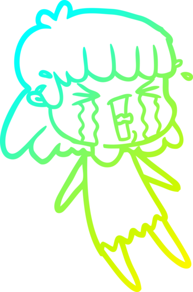 Bir insan tarafından çizilmiş göz yaşları içinde bir çizgi film kadını çizimi.