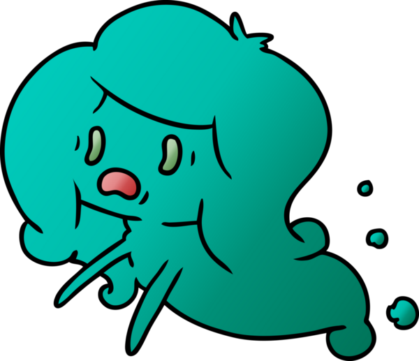 Bir insan tarafından çizilmiş kawai korkunç hayaletinin serbest çizimi.