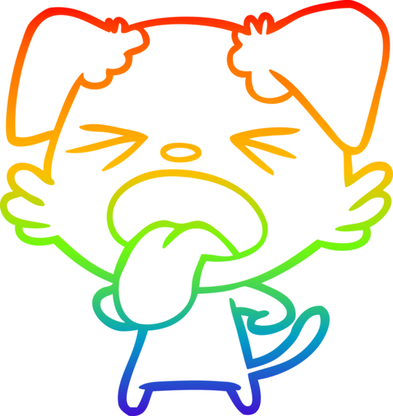 Gökkuşağı gradyan çizgi çizimi bir insan tarafından çizilmiş iğrenç bir köpek.