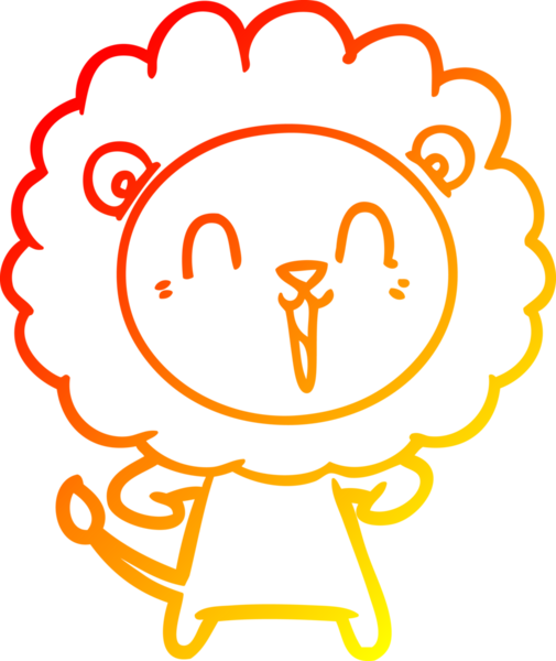 Bir insan tarafından çizilmiş gülen aslan karikatürü.