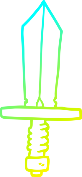 Bir insan tarafından çizilmiş bronz bir kılıcın soğuk gradyan çizgisi.