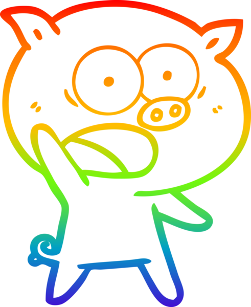 Gökkuşağı gradyan çizimi Bir insan tarafından çizilen bağıran domuz çizgi filmi