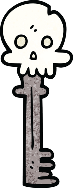 Bir insan tarafından çizilmiş garip kafatası anahtarı.