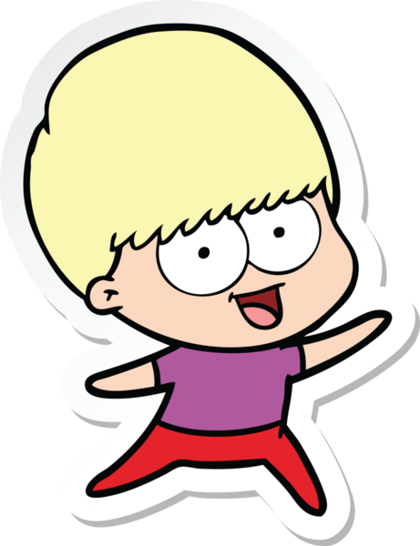 Bir insan tarafından çizilmiş mutlu bir çizgi film çocuğunun çıkartması.