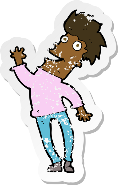 Bir insan tarafından çizilmiş mutlu bir adamın karikatür yapıştırması.