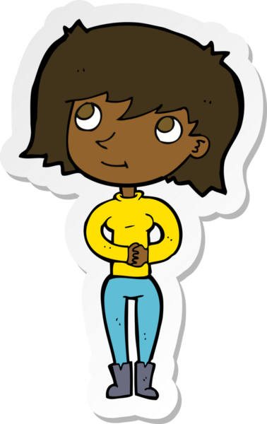 Bir insan tarafından çizilmiş, karikatür dostu bir kadının çıkartması.