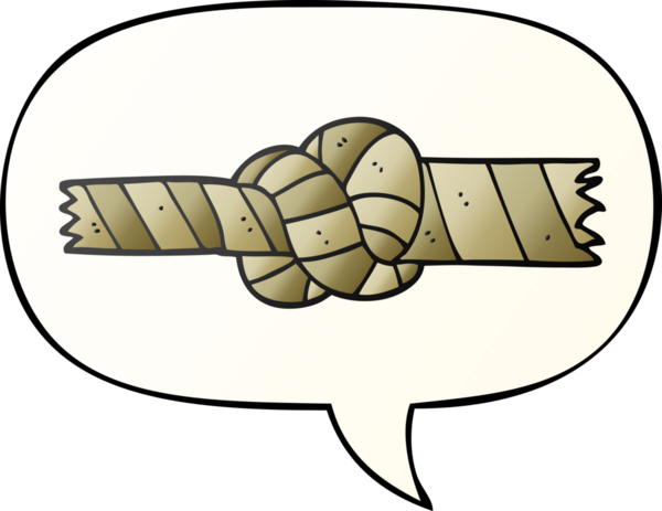 bir insan tarafından çizilmiş düzgün eğimli konuşma baloncuklu düğüm halat