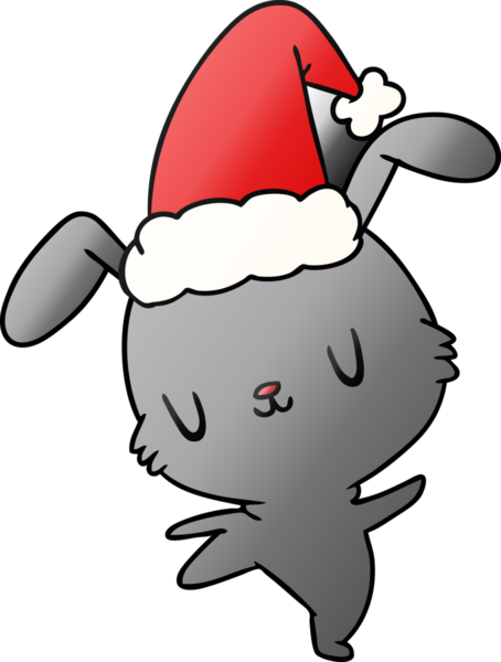 Bir insan tarafından çizilmiş kawai tavşanının el çizimi gradyan çizgi filmi.