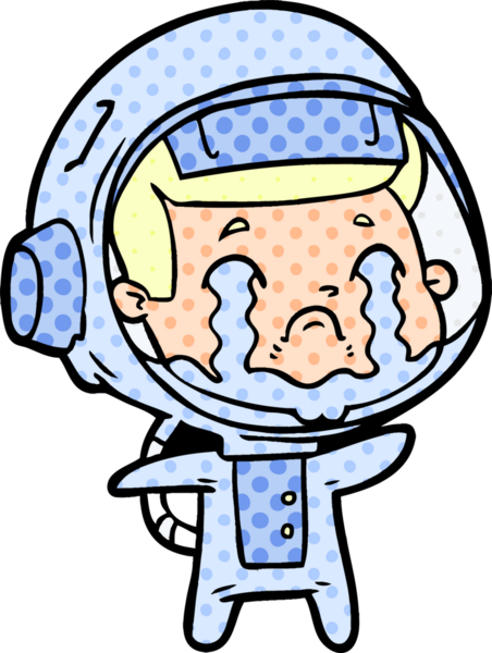 Bir insan tarafından çizilmiş ağlayan astronot çizgi filmi.