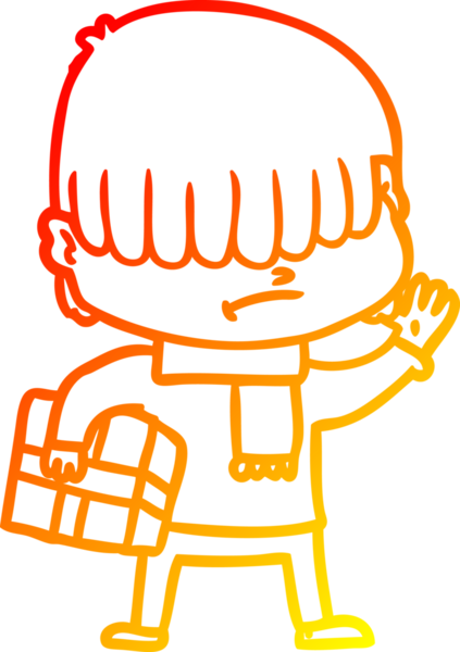 Bir insan tarafından çizilmiş dağınık saçlı bir çizgi film çocuğunun sıcak çizgi çizimi.